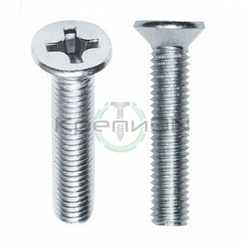 Винт с потайной головкой и крестовым шлицем DIN 965 М5х10 оц — фото